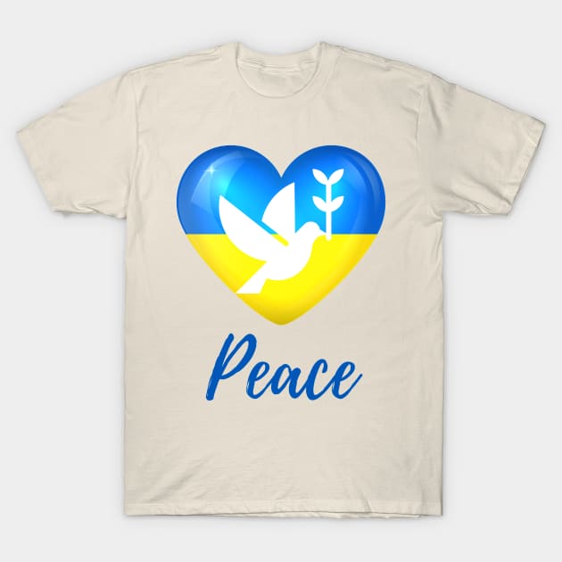 Ukraine Heart Peace Dove T-Shirt by She Gets Creative